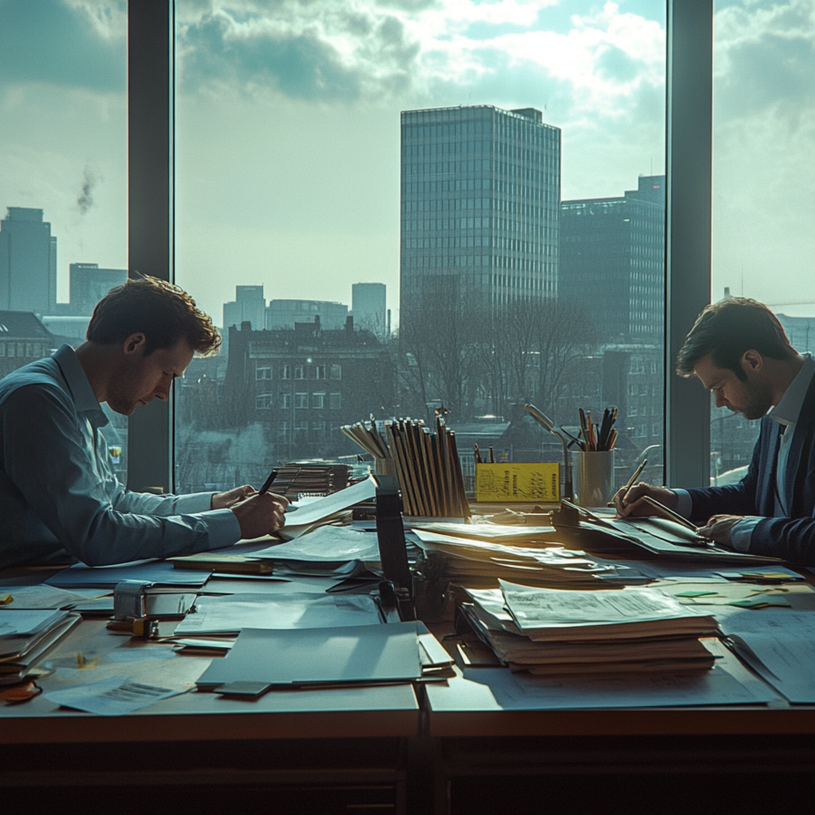 Twee accountants bereiden zich voor op het nieuwe tijdperk, maar dan gegenereerd met AI