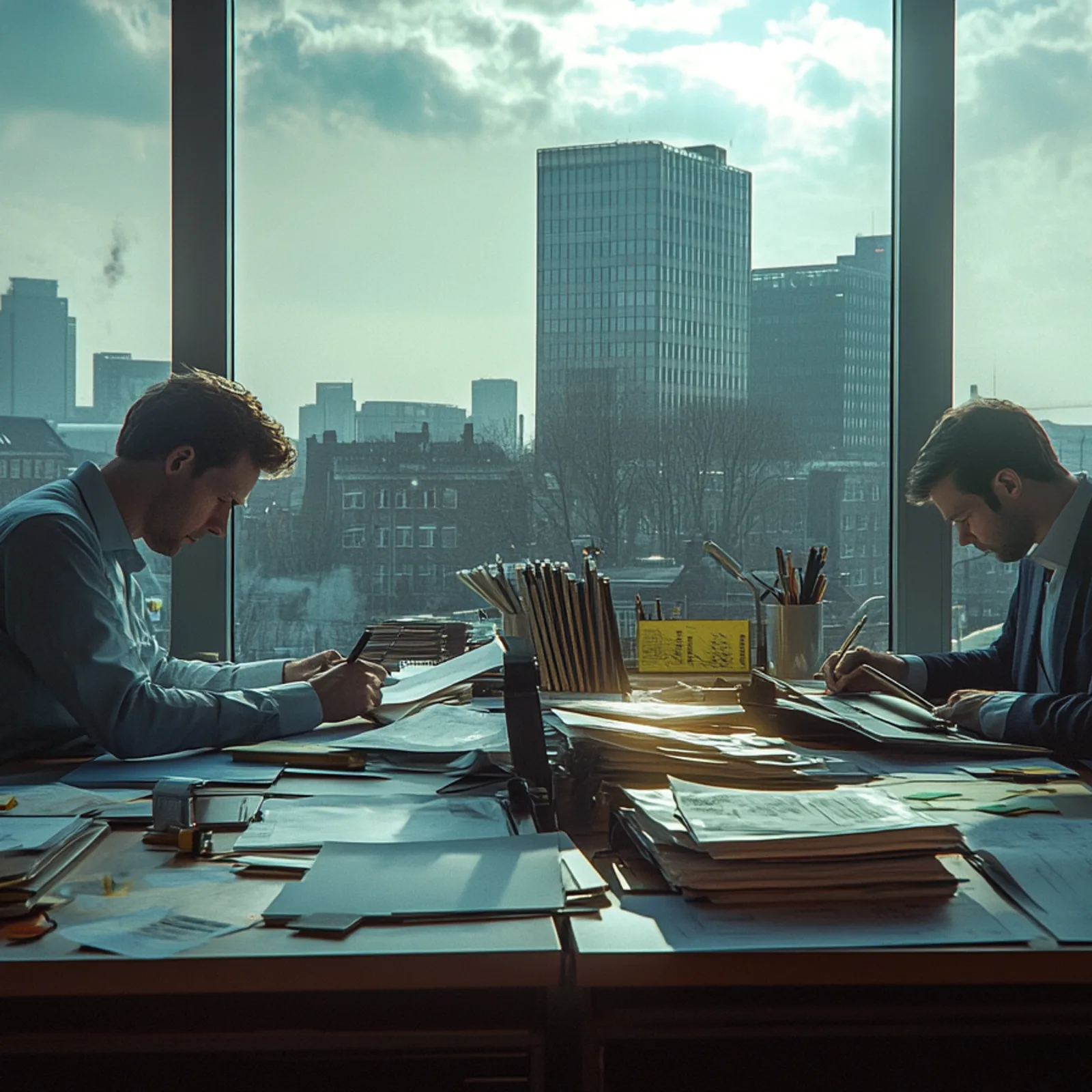 Twee accountants bereiden zich voor op het nieuwe tijdperk, maar dan gegenereerd met AI